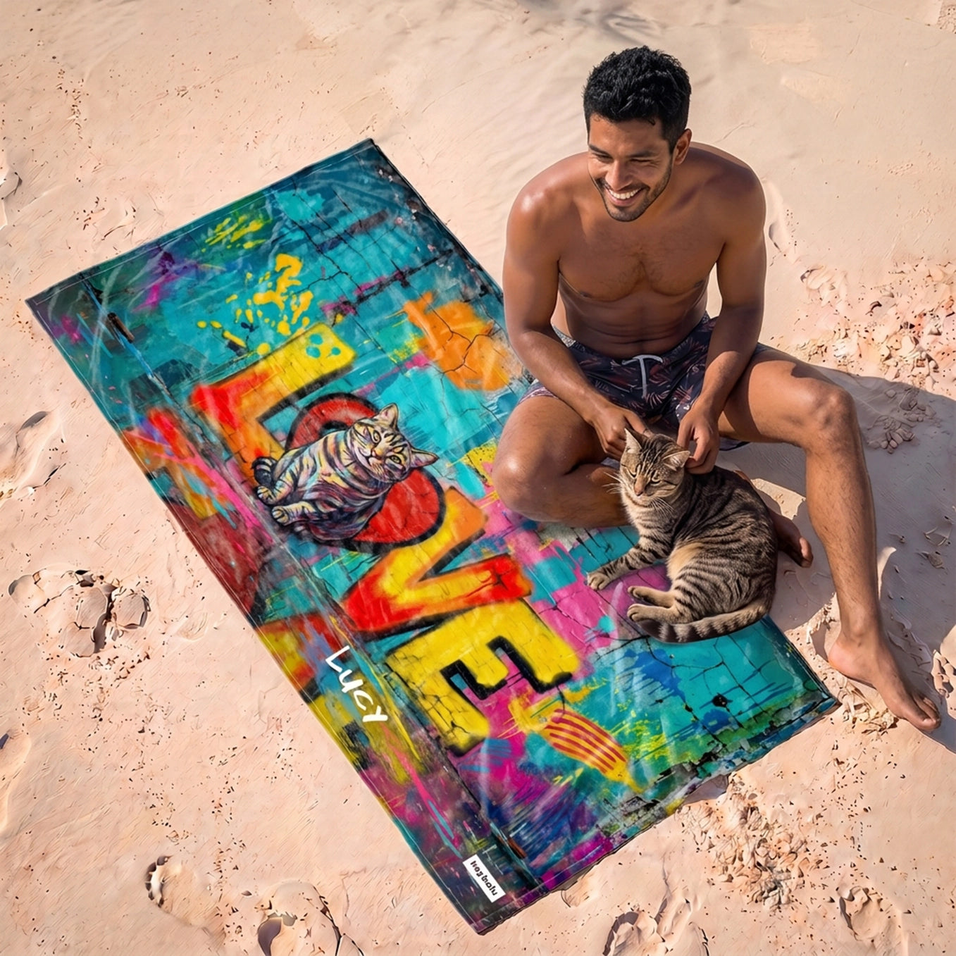Personalized Towel "Love Cat"