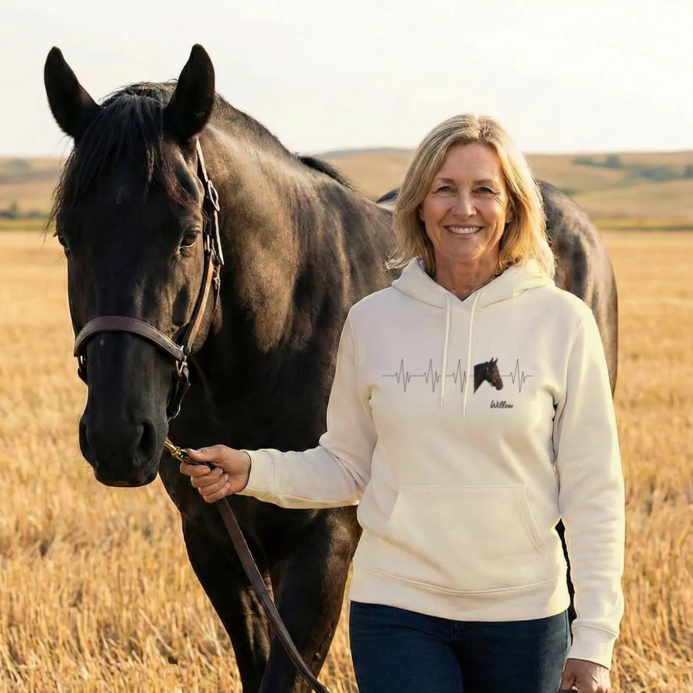 Personalized Hoodie "Heartbeat Horse Photo"