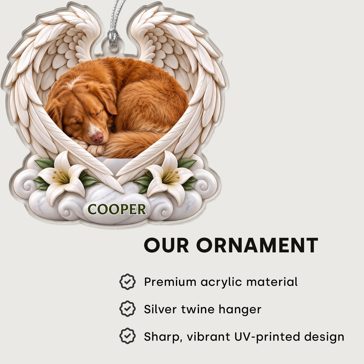 Personalized Christmas Ornament "Pet Photo Angel Wings"