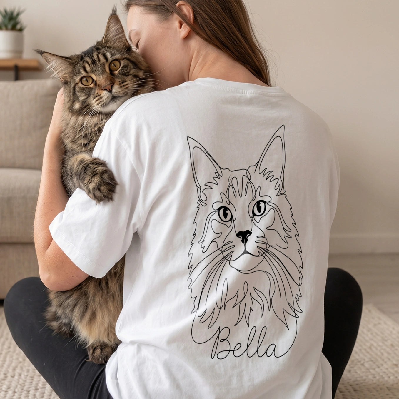 Personalized Oversized Shirt "Cat Mom" with Sleeve Print