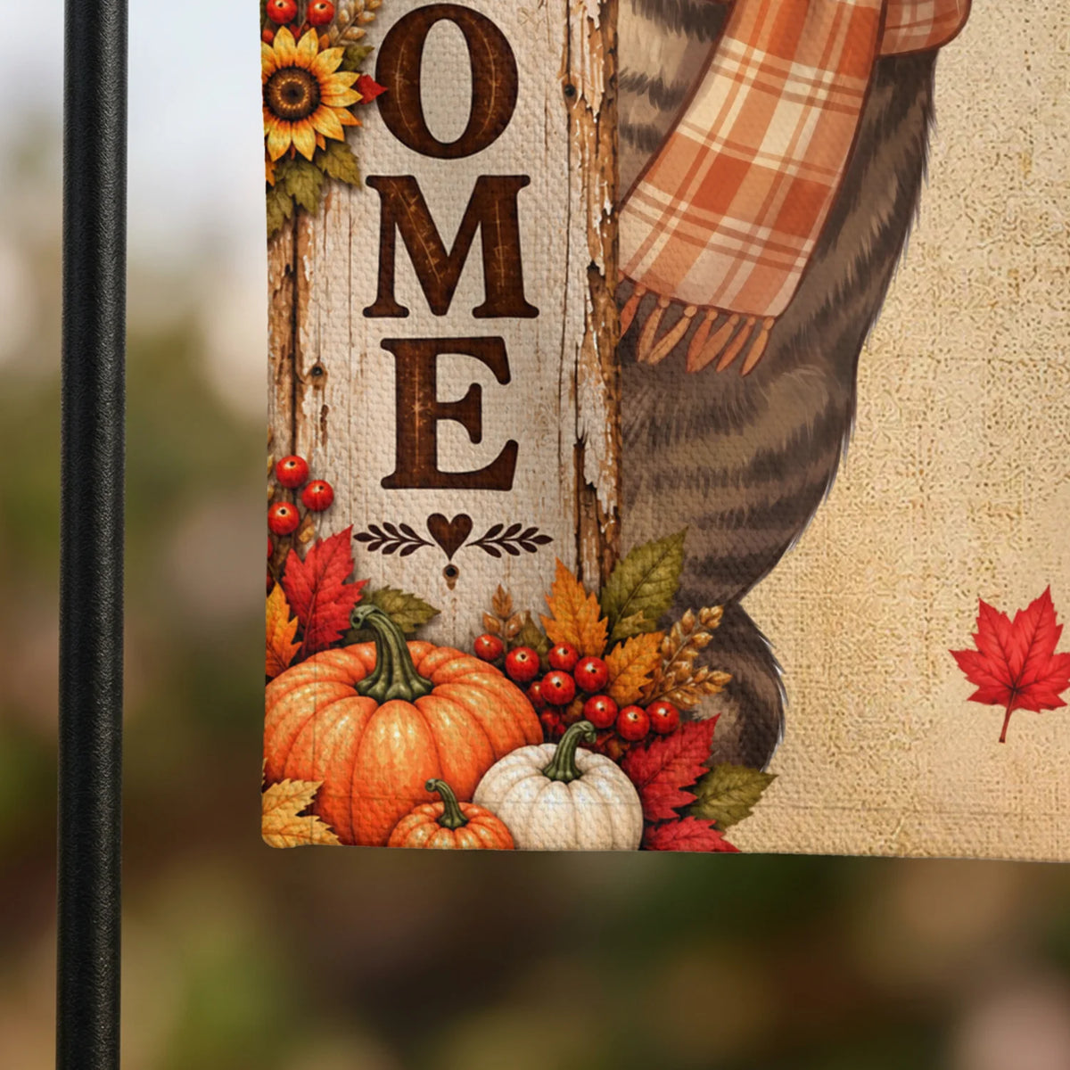 Personalized Flag "Fall Cat Welcome"