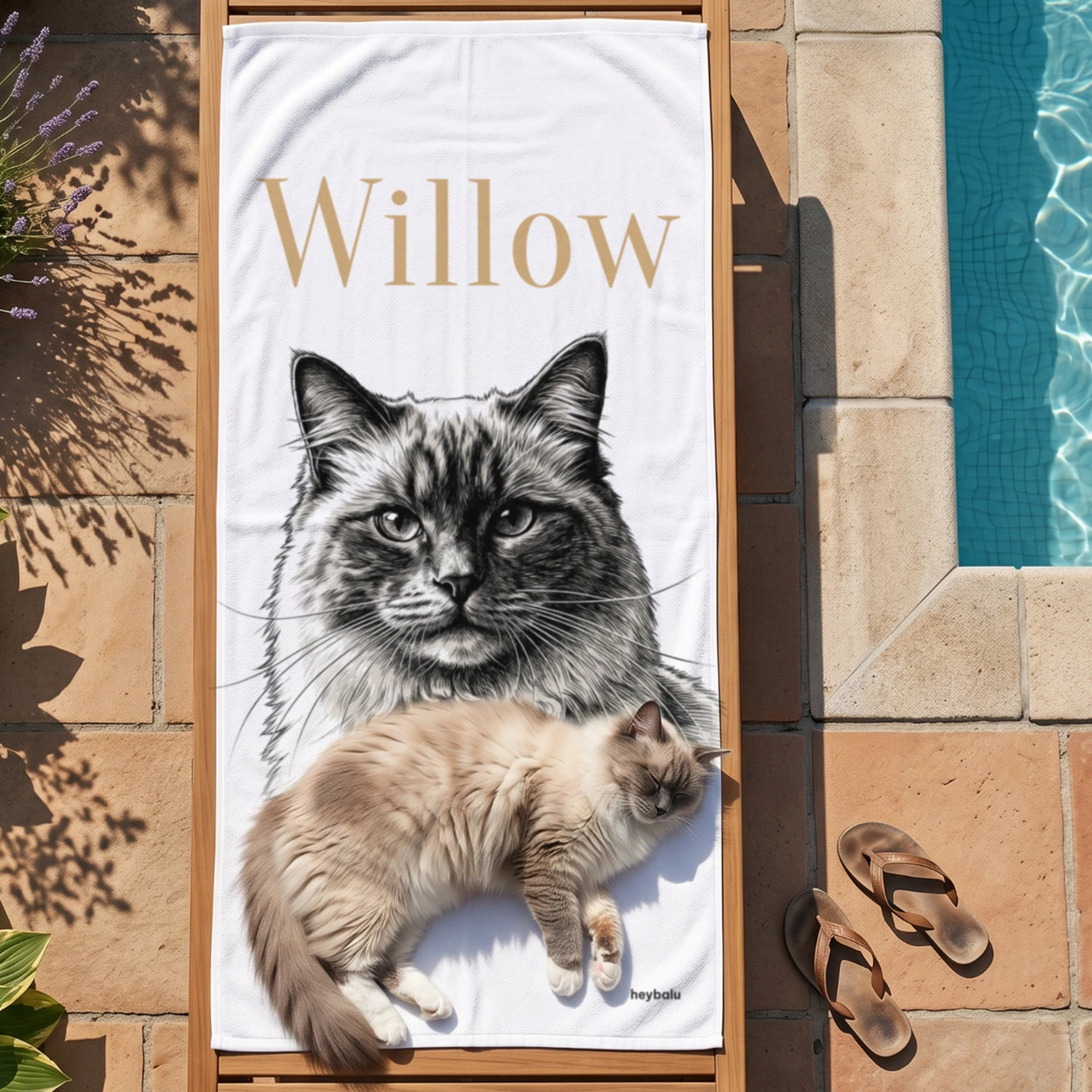 Personalized Beach Towel "Retro Cat"