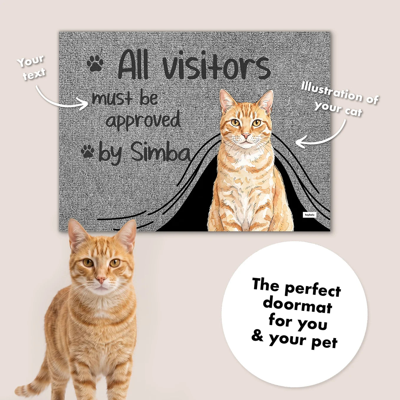 Personalized Doormat "Visit Approved Cat"