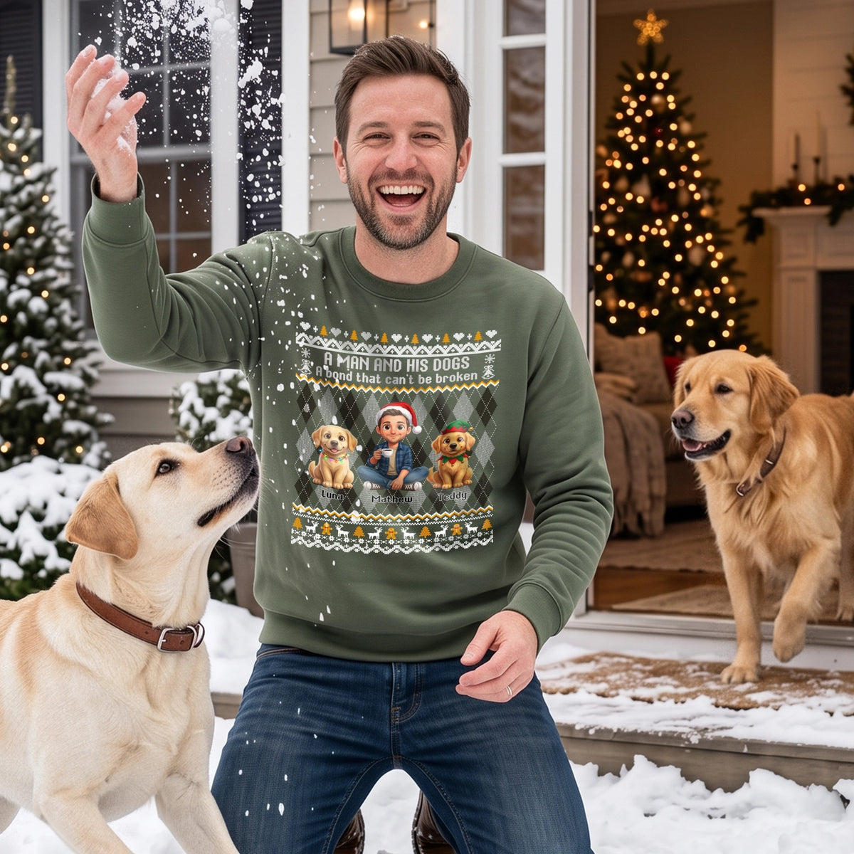 Personalized Sweater "Cartoon Dog Christmas"