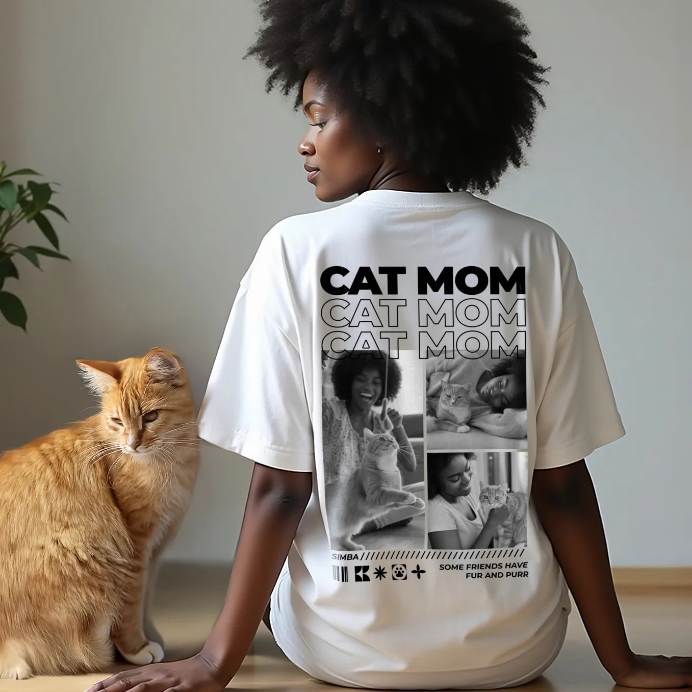 Personalized Oversized T-Shirt "Cat Mom"