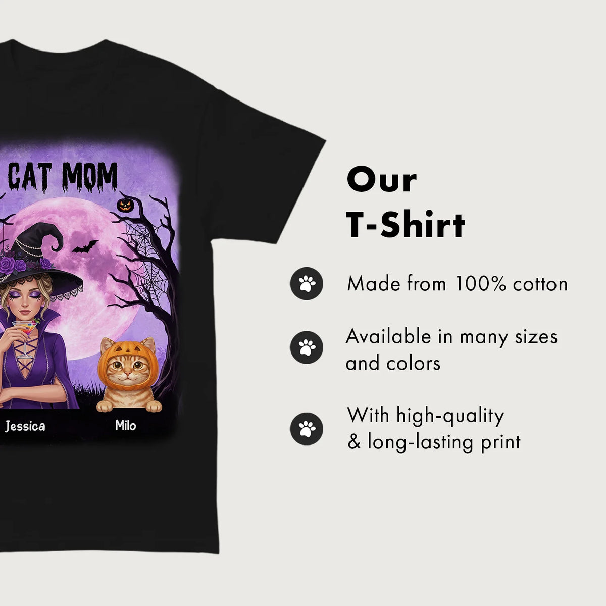 Personalized T-Shirt "Cat Mom Witch"