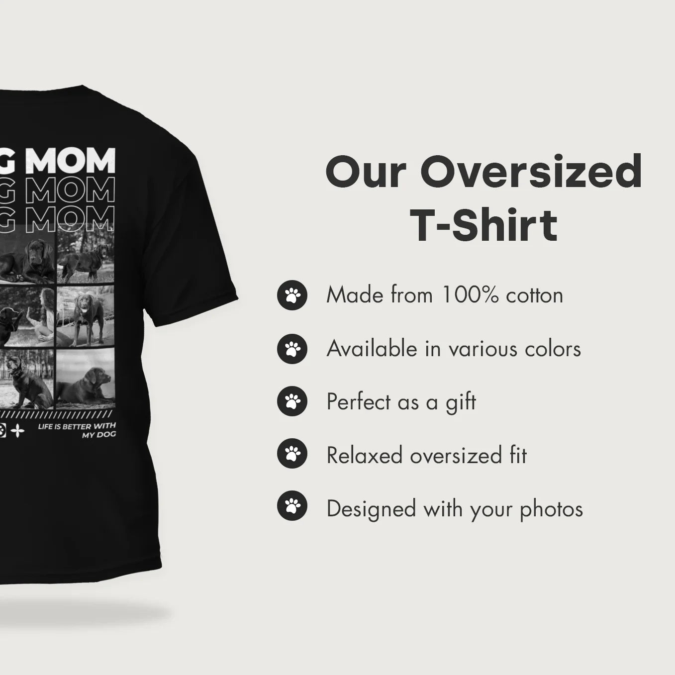 Personalized Oversized T-Shirt "Dog Mom"