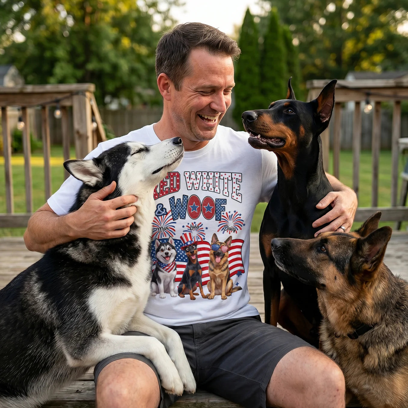 Personalized T-Shirt "Red White Woof"