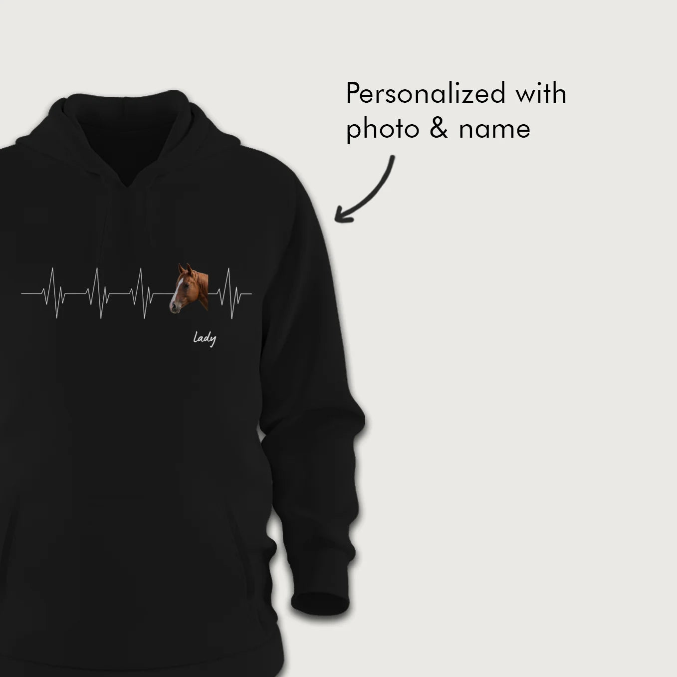 Personalized Hoodie "Heartbeat Horse Photo"