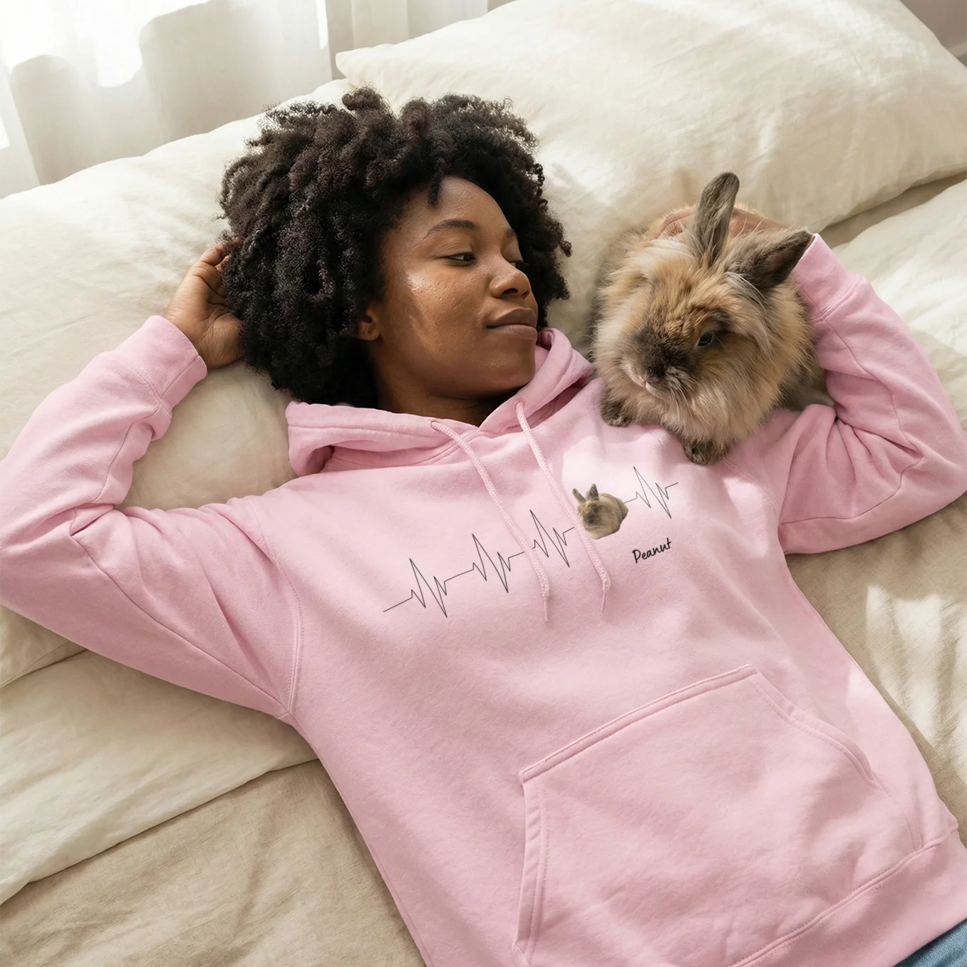 Personalized Hoodie "Heartbeat Bunny"