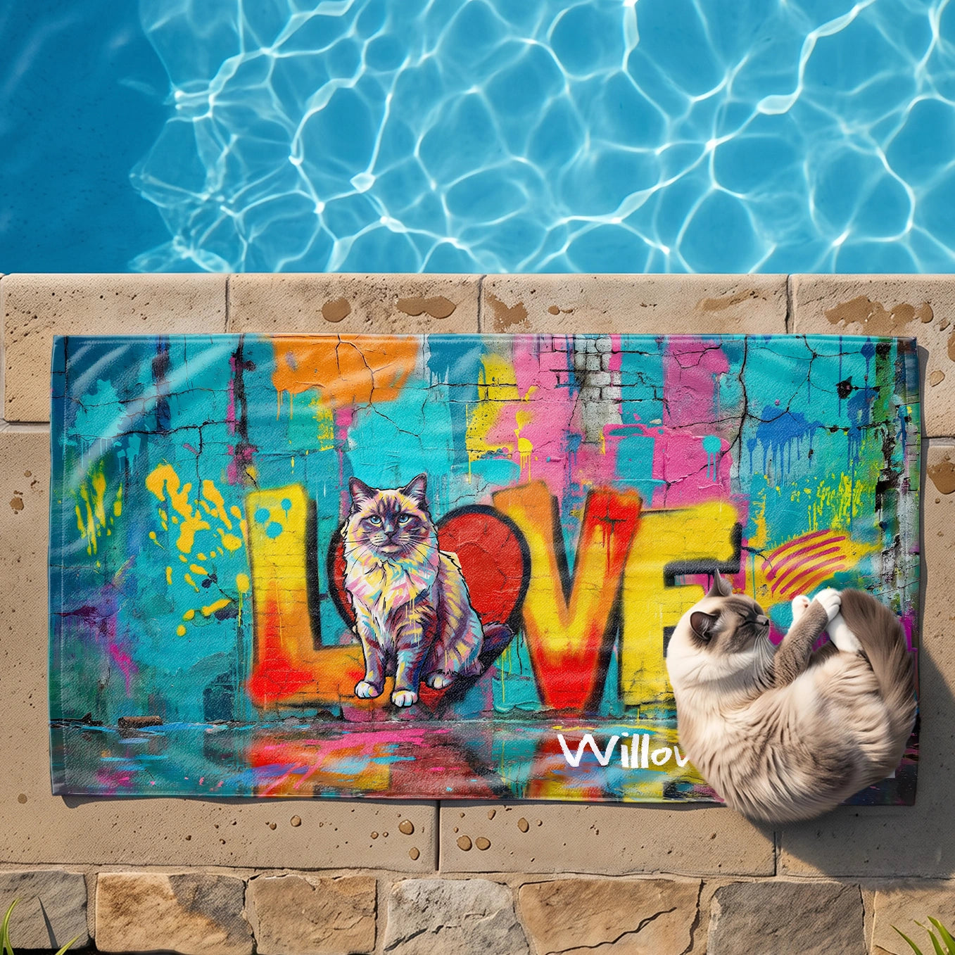 Personalized Towel "Love Cat"