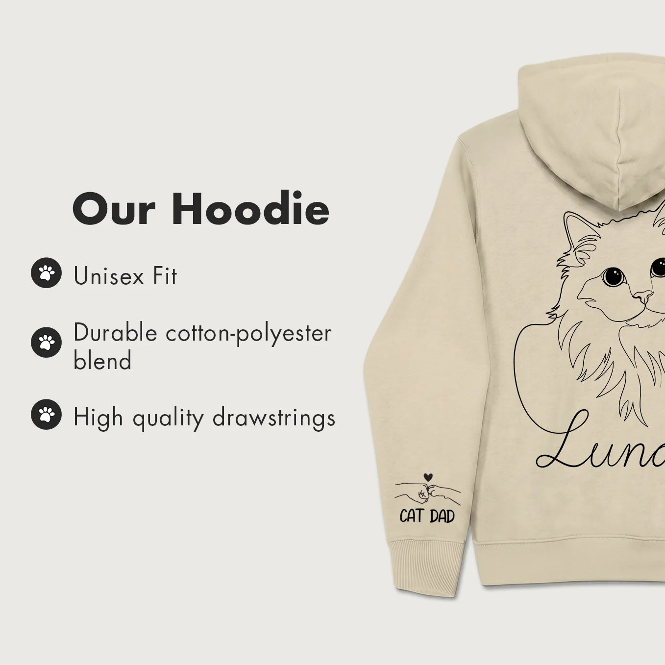 Personalized Hoodie "Cat Dad" with Sleeve Print