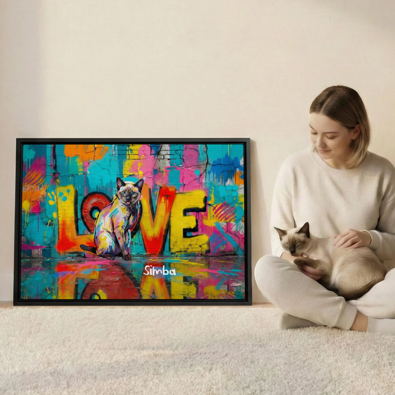 Personalized Canvas "LOVE" Cat