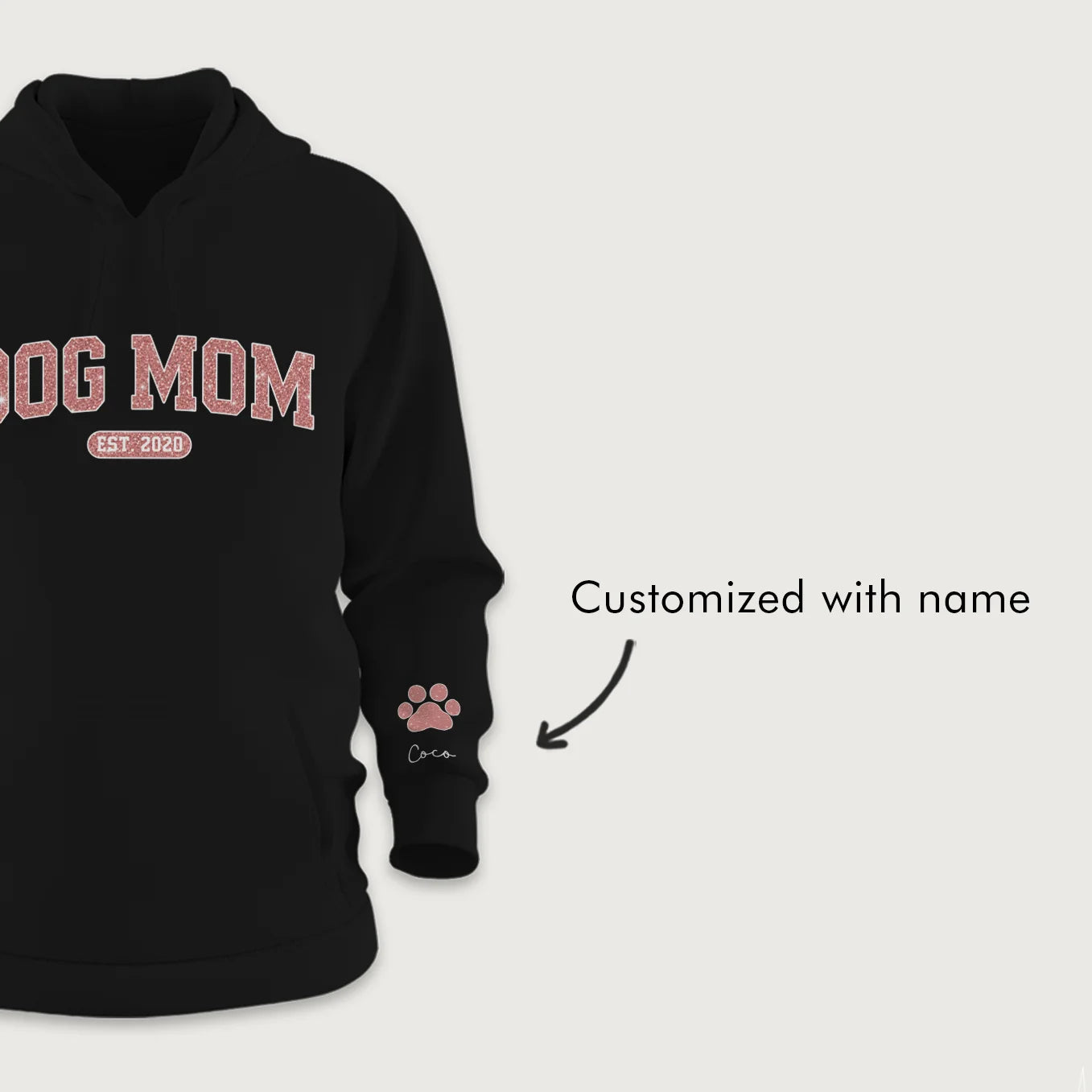 Personalized "Dog Mom Year" Hoodie with Sleeve Print