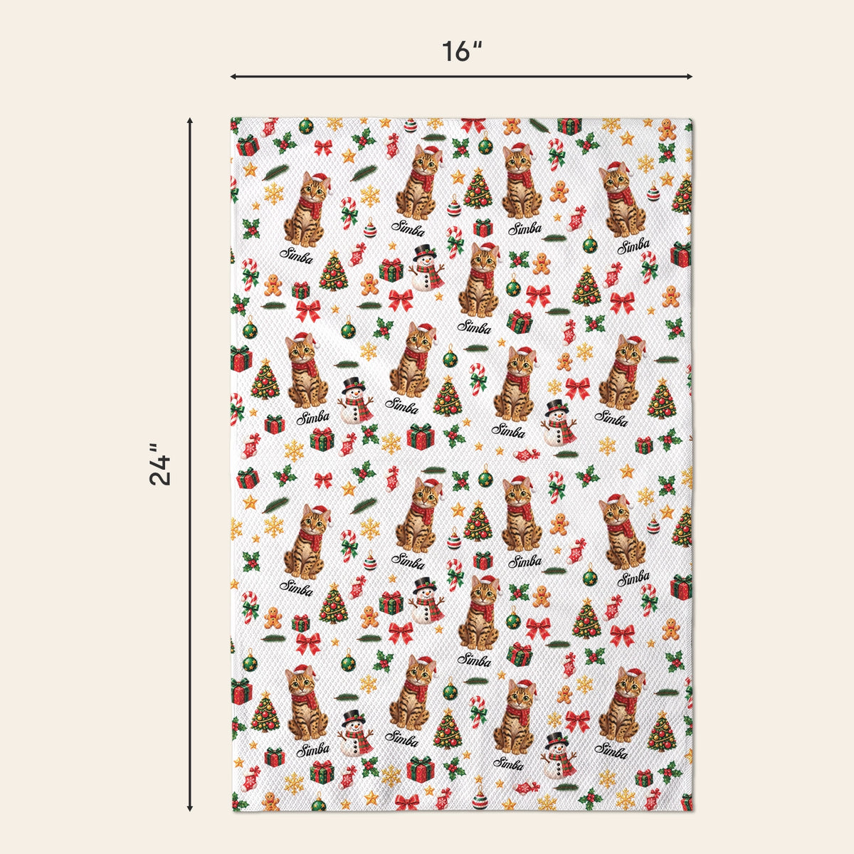 Personalized Kitchen Towel "Christmas Cat"