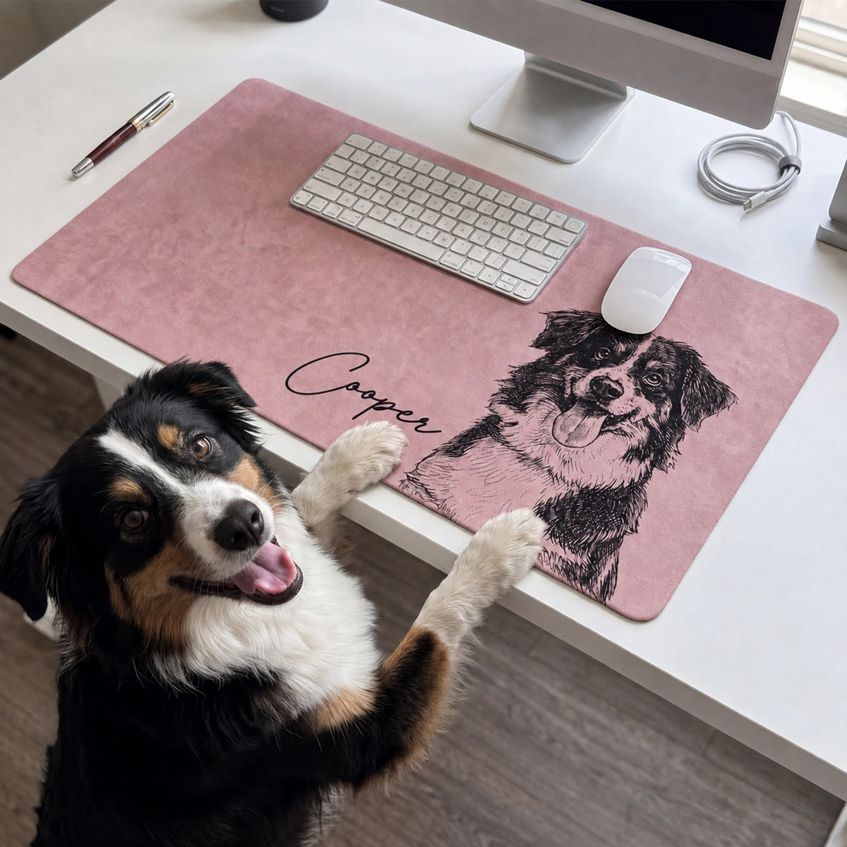 Personalized Deskmat "Dog Pencil Drawing" – personalisiertes Geschenk – Ansicht 3