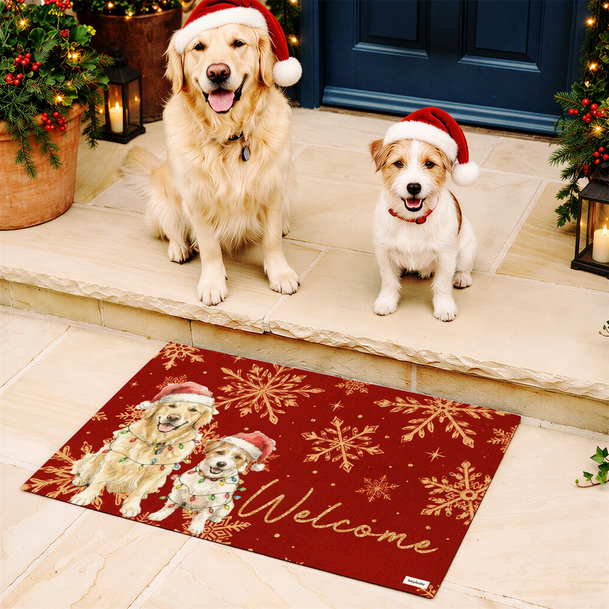 Personalized Doormat "Watercolor Pet Christmas"