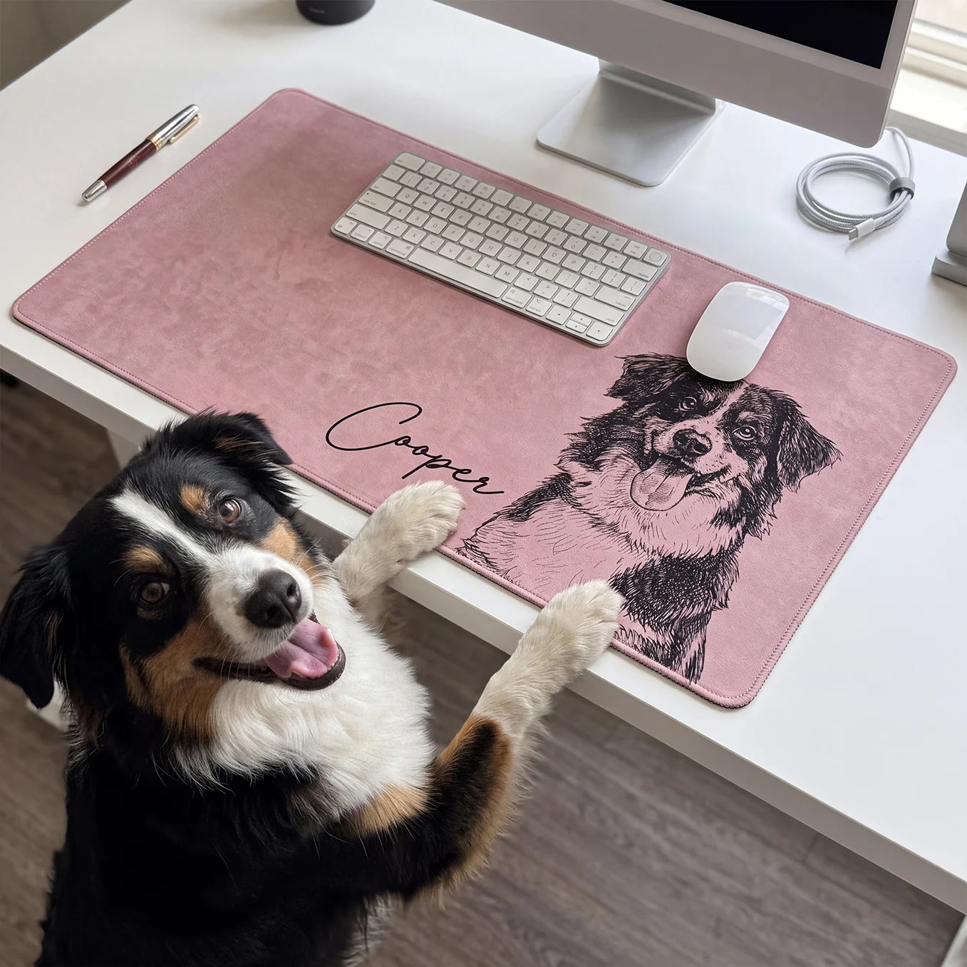 Personalized Deskmat "Dog Pencil Drawing"