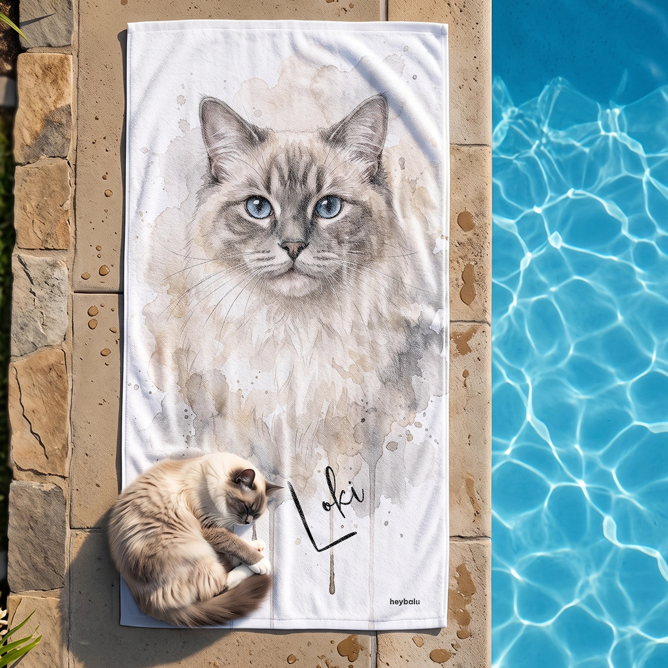 Personalized Towel "Watercolor Cat"