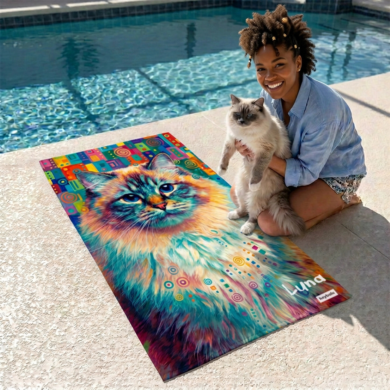 Personalized Beach Towel "Graffiti Cat"