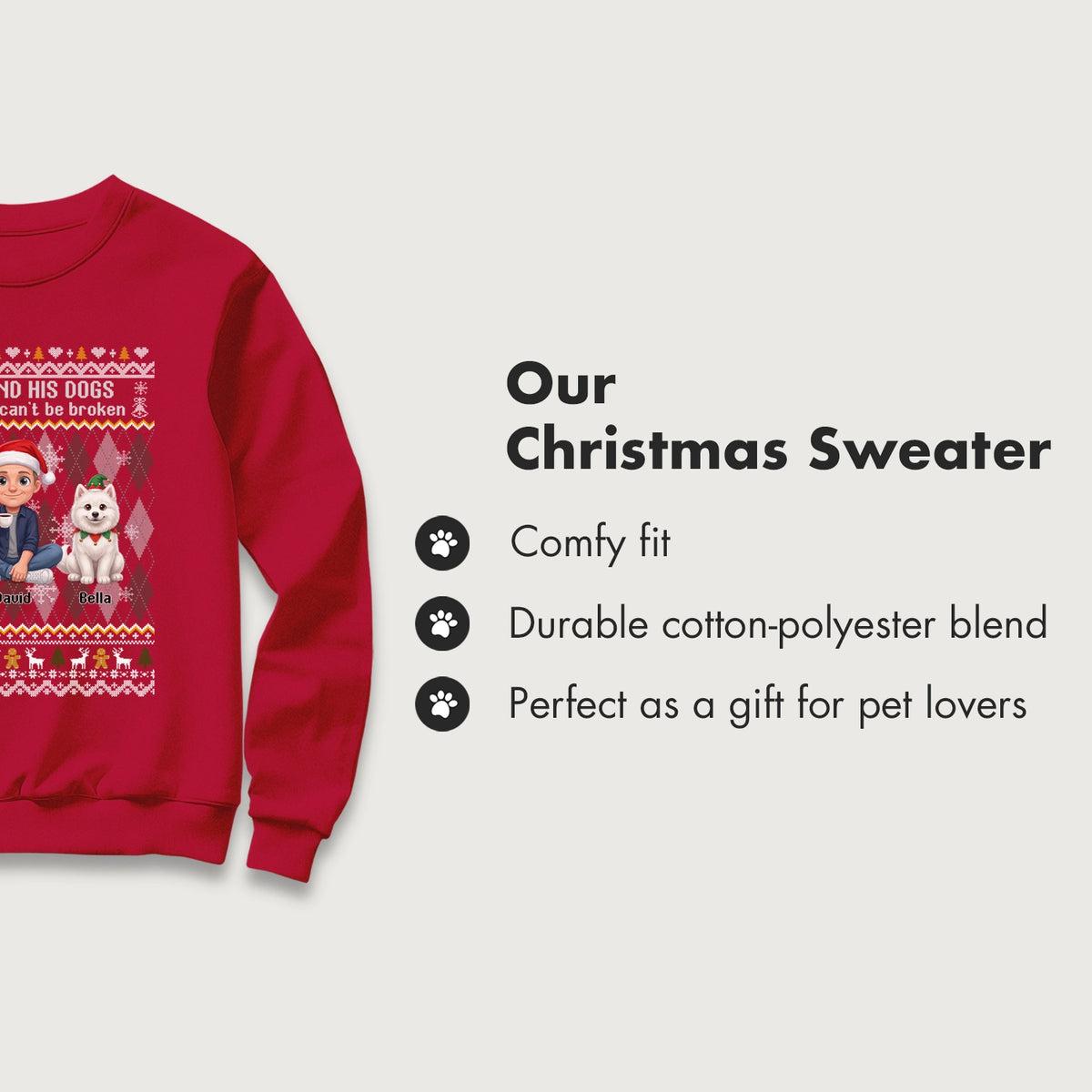 Personalized Sweater "Cartoon Dog Christmas"