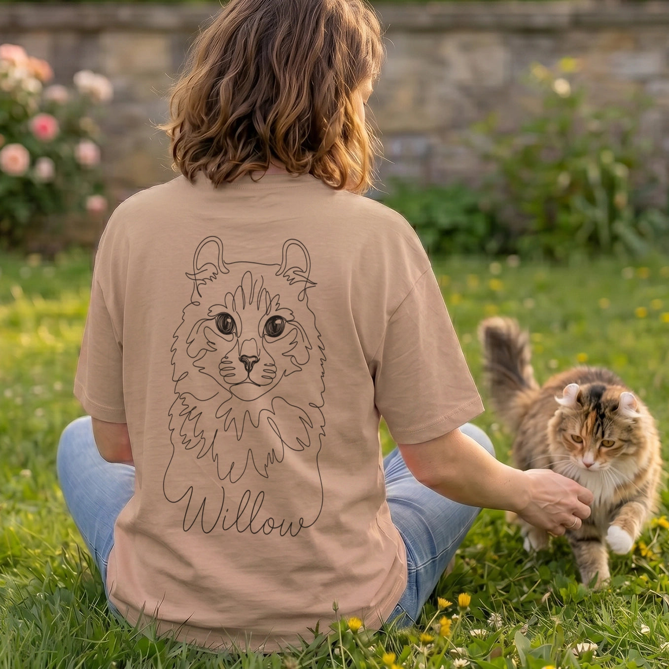 Personalized Oversized Shirt "Cat Mom" with Sleeve Print