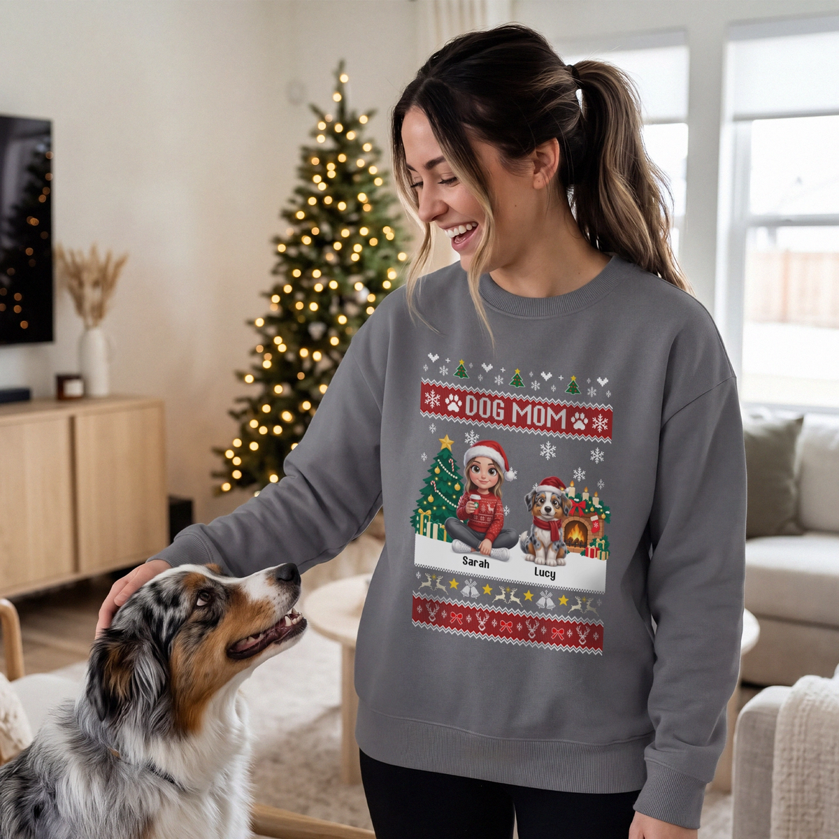 Personalized Sweatshirt "Dog Mom Christmas"