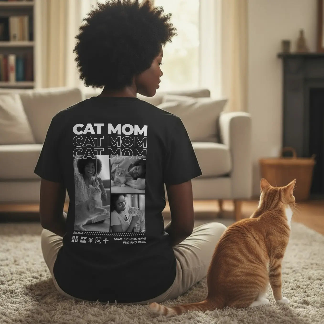 Personalized Oversized T-Shirt "Cat Mom"