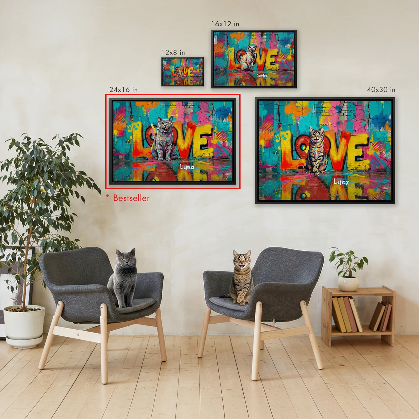 Personalized Canvas "LOVE" Cat