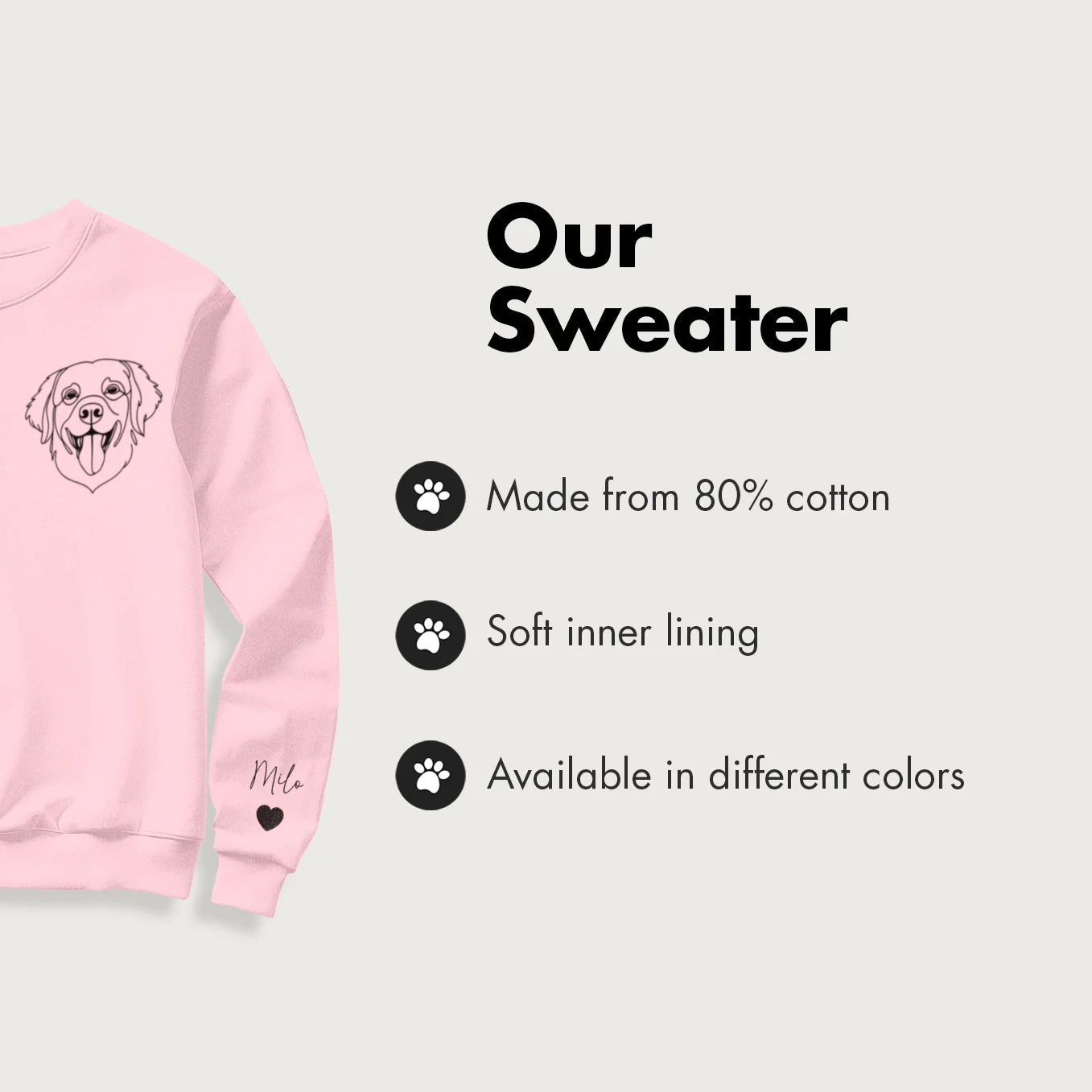 Personalized Sweater "Pet Line Art" with Sleeve Print