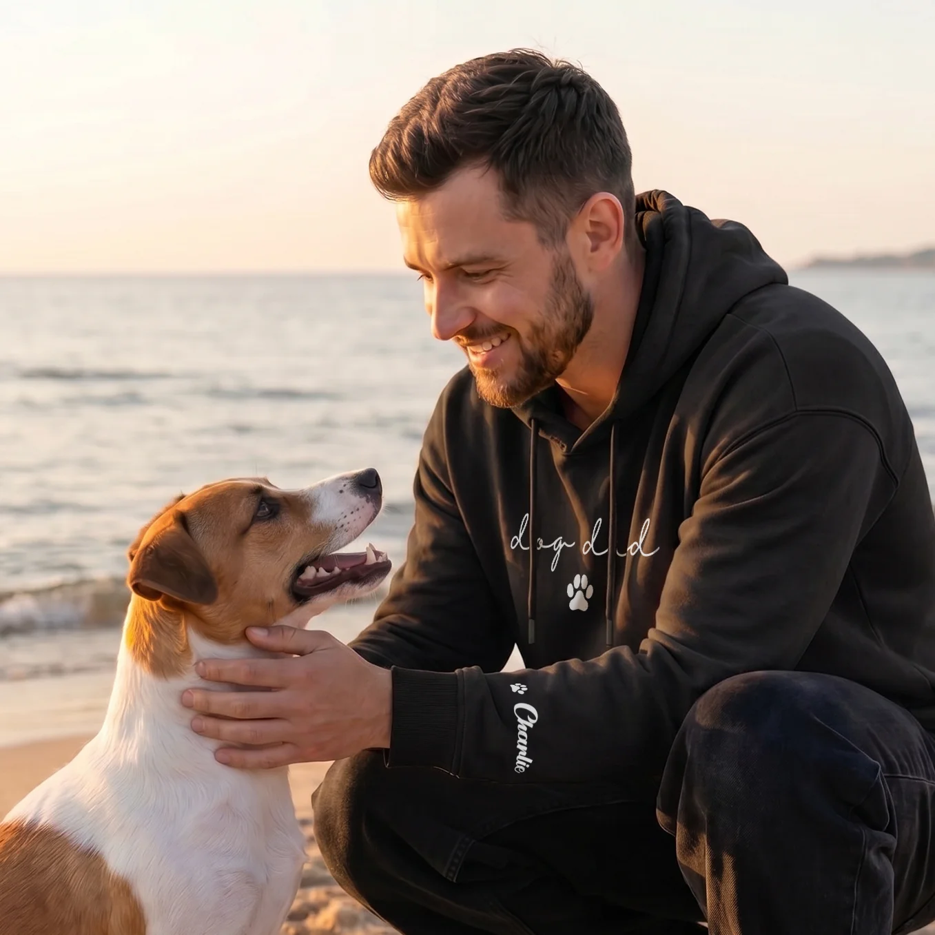 Personalized Hoodie "Dog Dad" with Sleeve Print