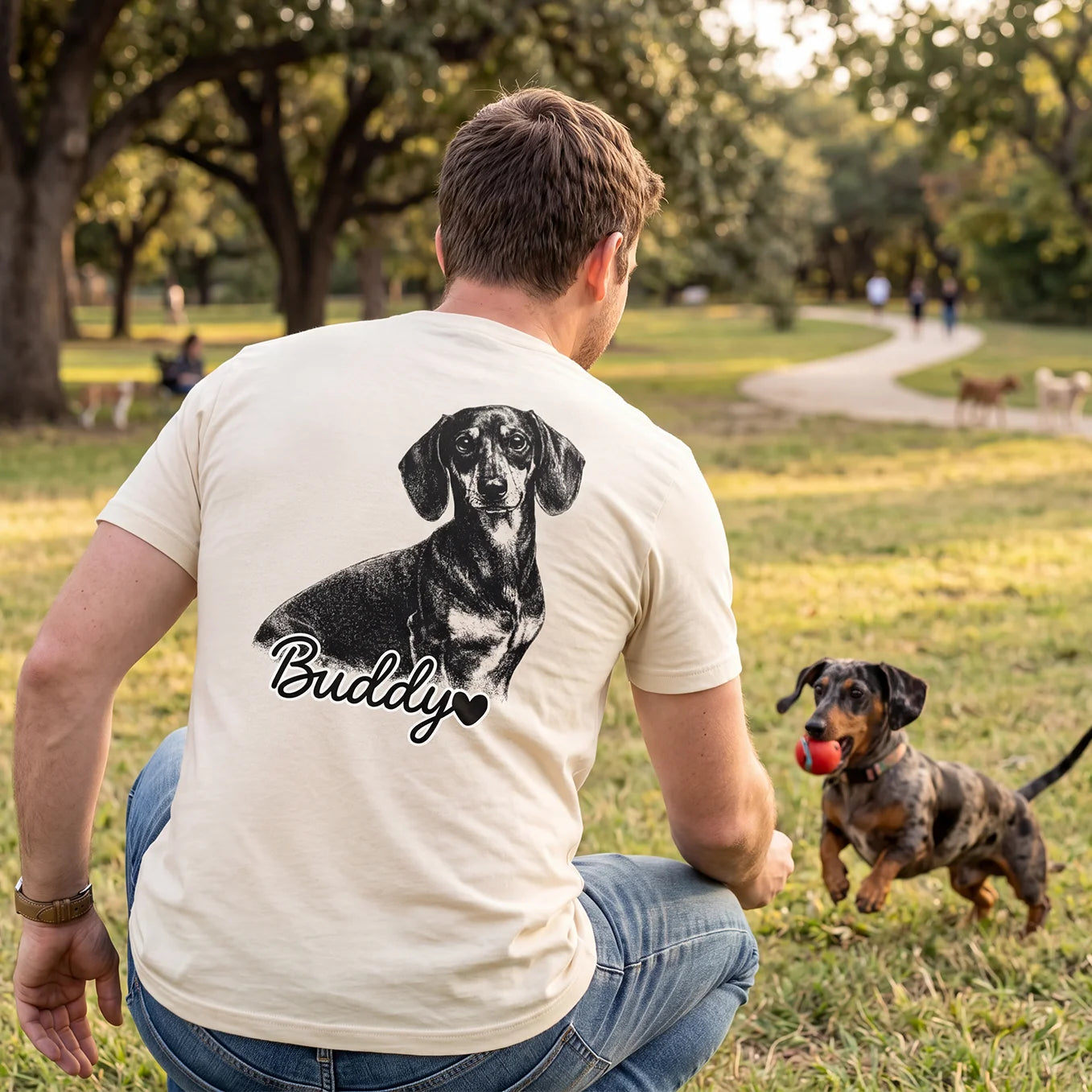 Personalized "Dog Dad" T-Shirt with Back Print