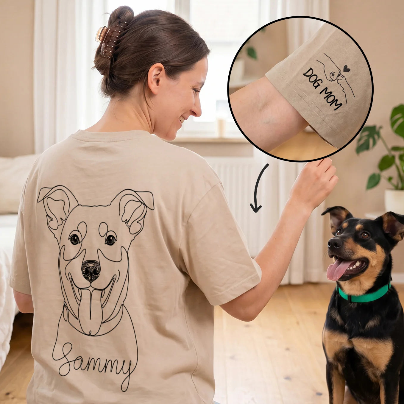Personalized Oversized Shirt "Dog Mama" with Sleeve Print