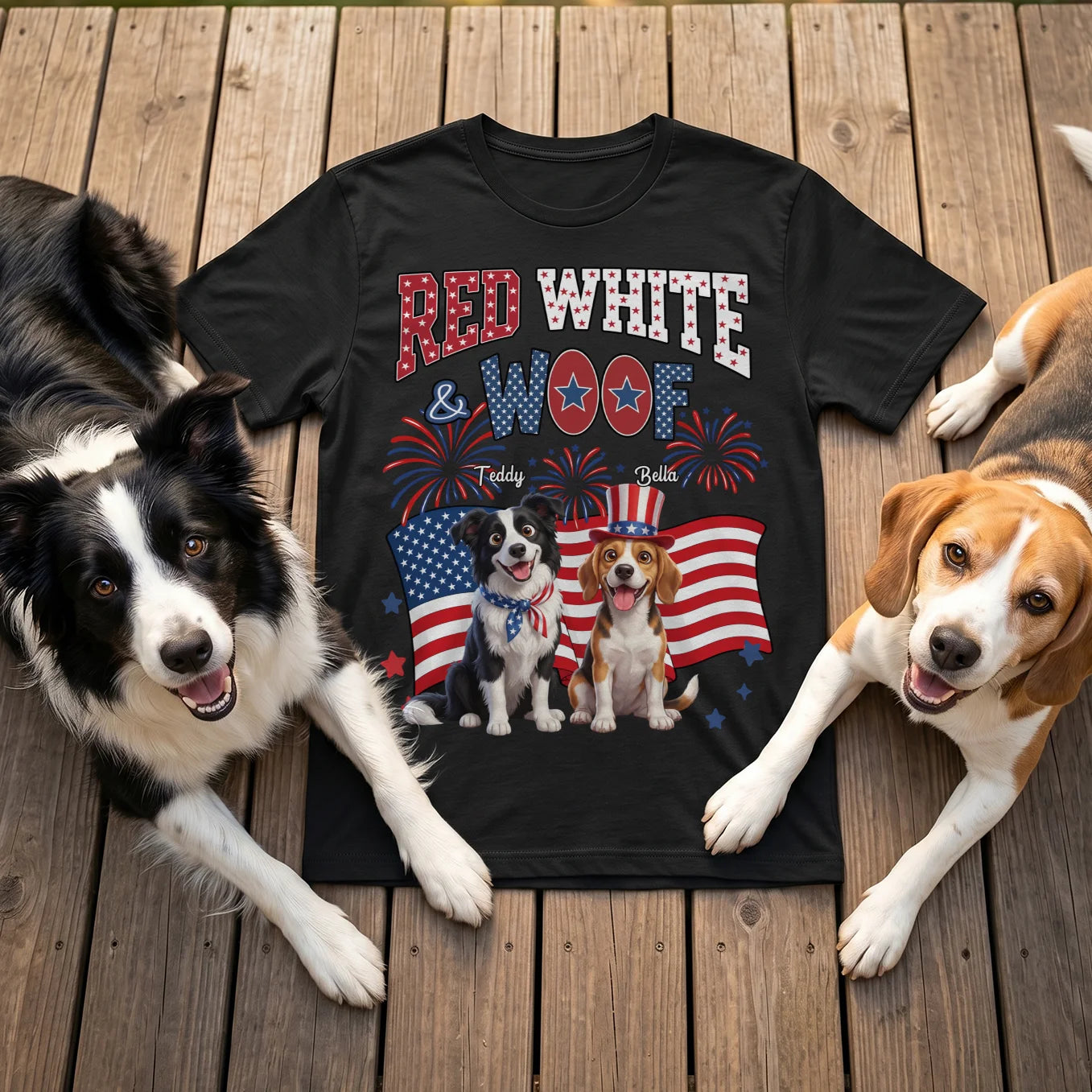 Personalized T-Shirt "Red White Woof"