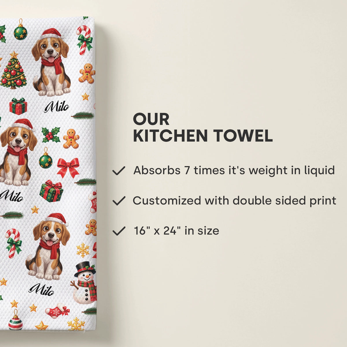 Personalized Kitchen Towel “Cartoon Dog”
