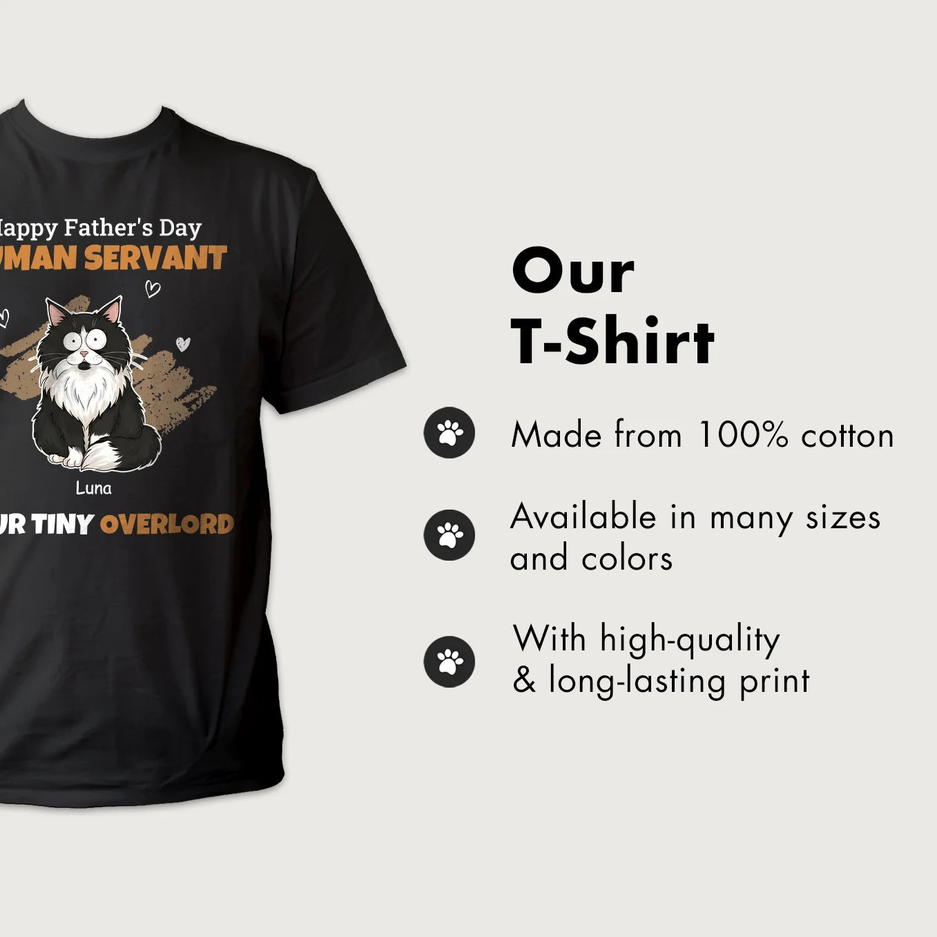 Personalized Human Servant Cat T-Shirt