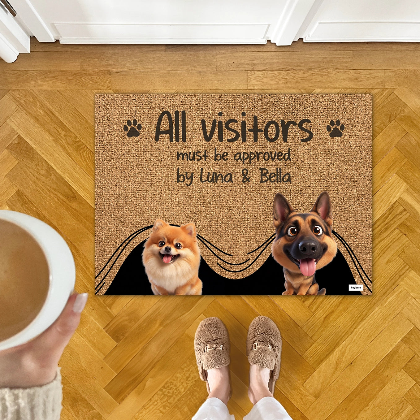 Personalized Doormat "Visit Approved Cartoon"