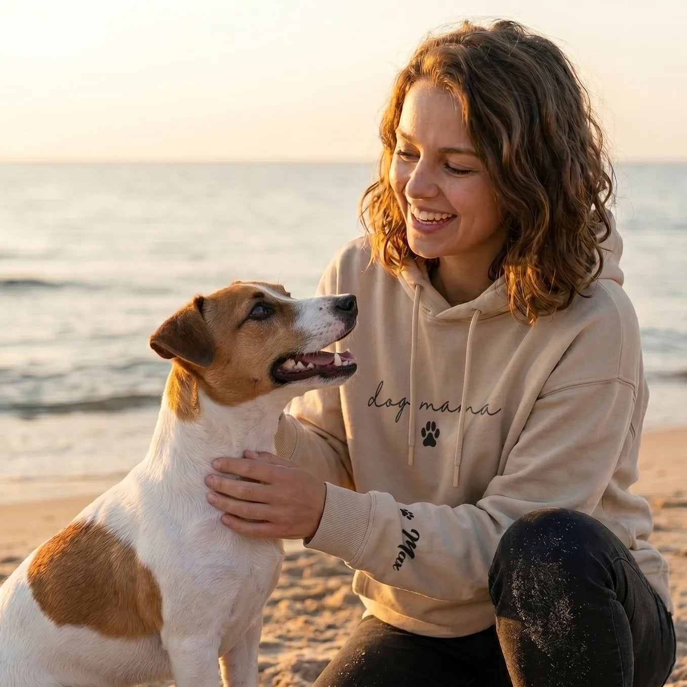Personalized Hoodie "Dog Mama" with Sleeve Print