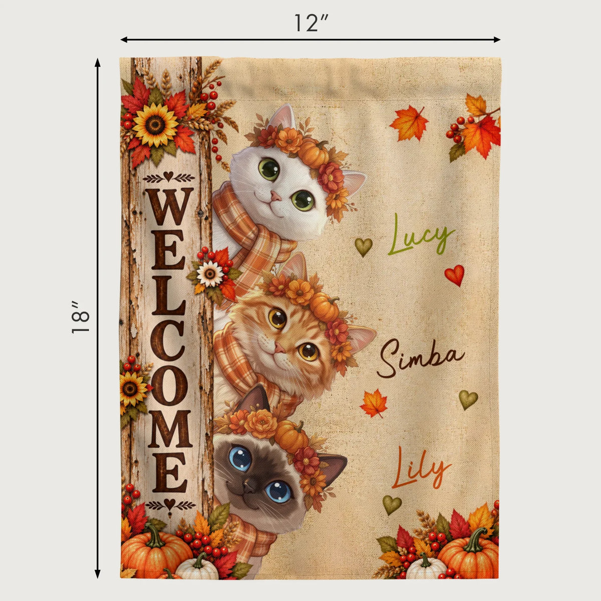 Personalized Flag "Fall Cat Welcome"