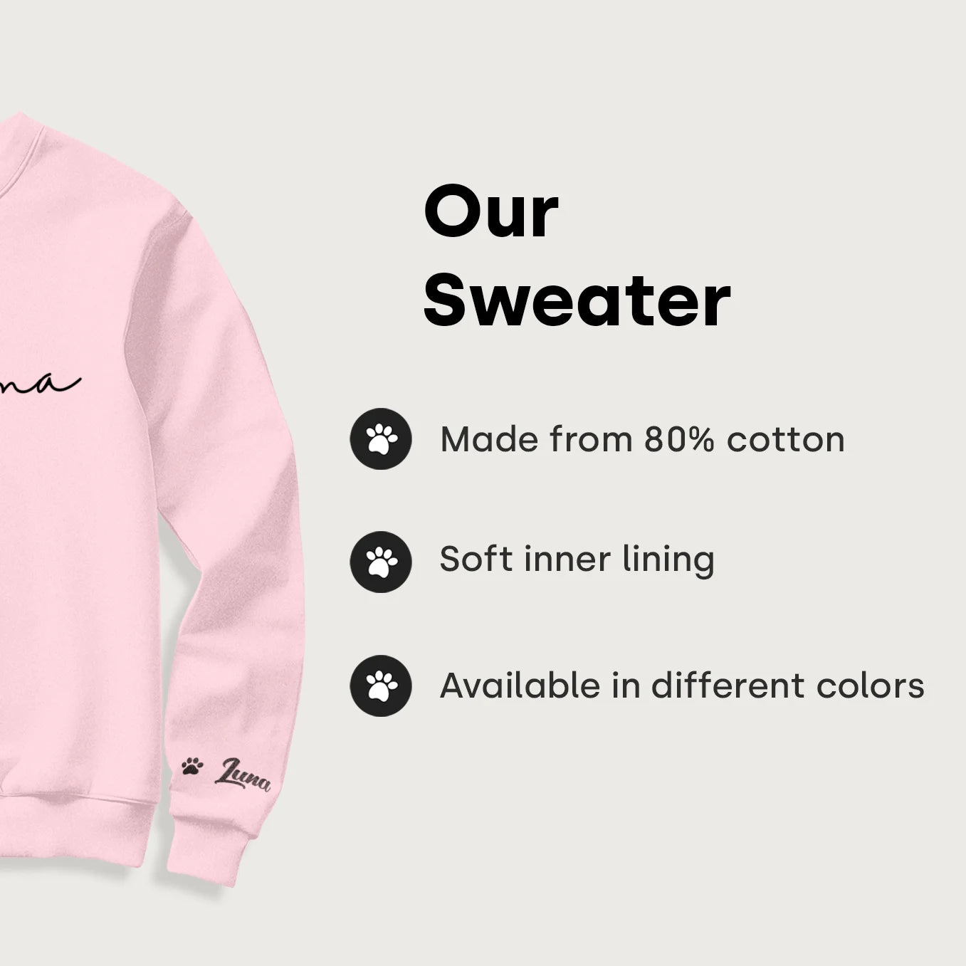 Personalized Sweater "Cat mama" with Sleeve Print