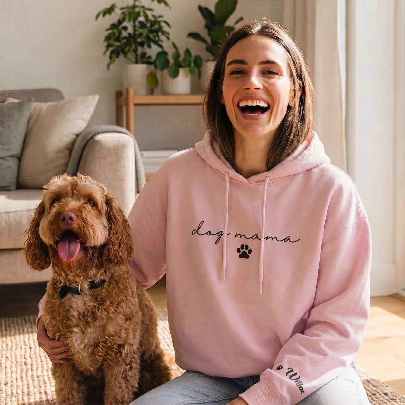 Personalized Hoodie "Dog Mama" with Sleeve Print
