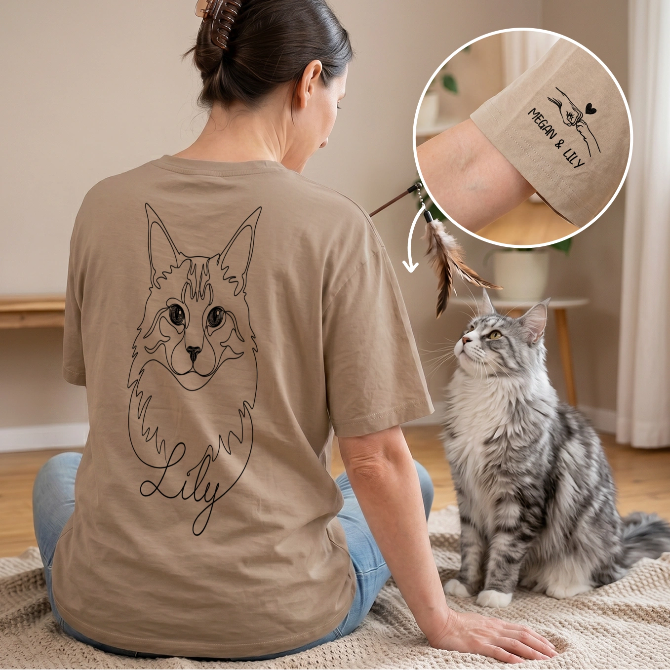 Personalized Oversized Shirt "Cat Mom" with Sleeve Print