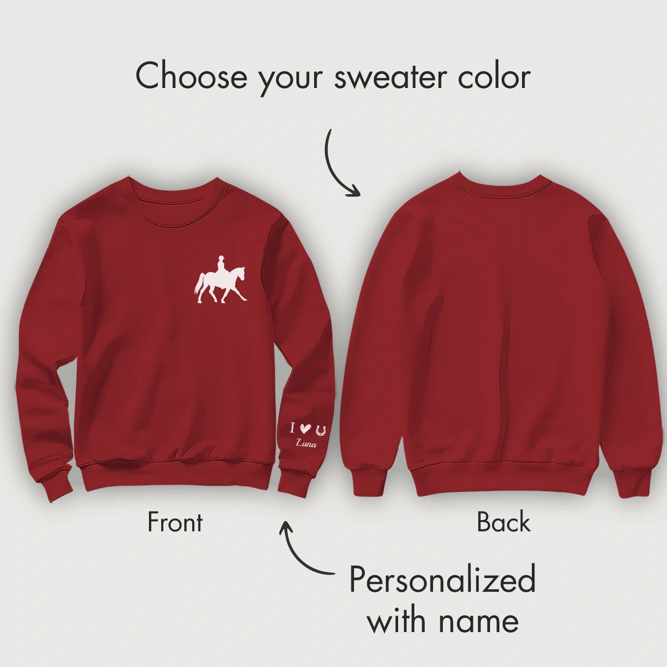 Personalized Sweater "Horse" with Sleeve Print