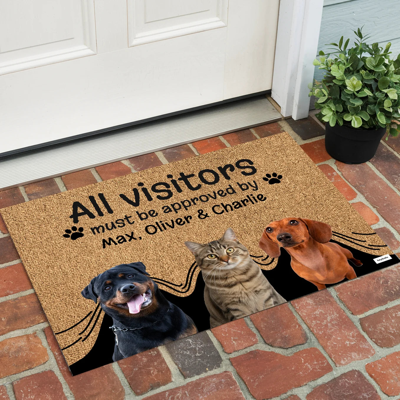 Personalized Doormat "Peeking Pets"