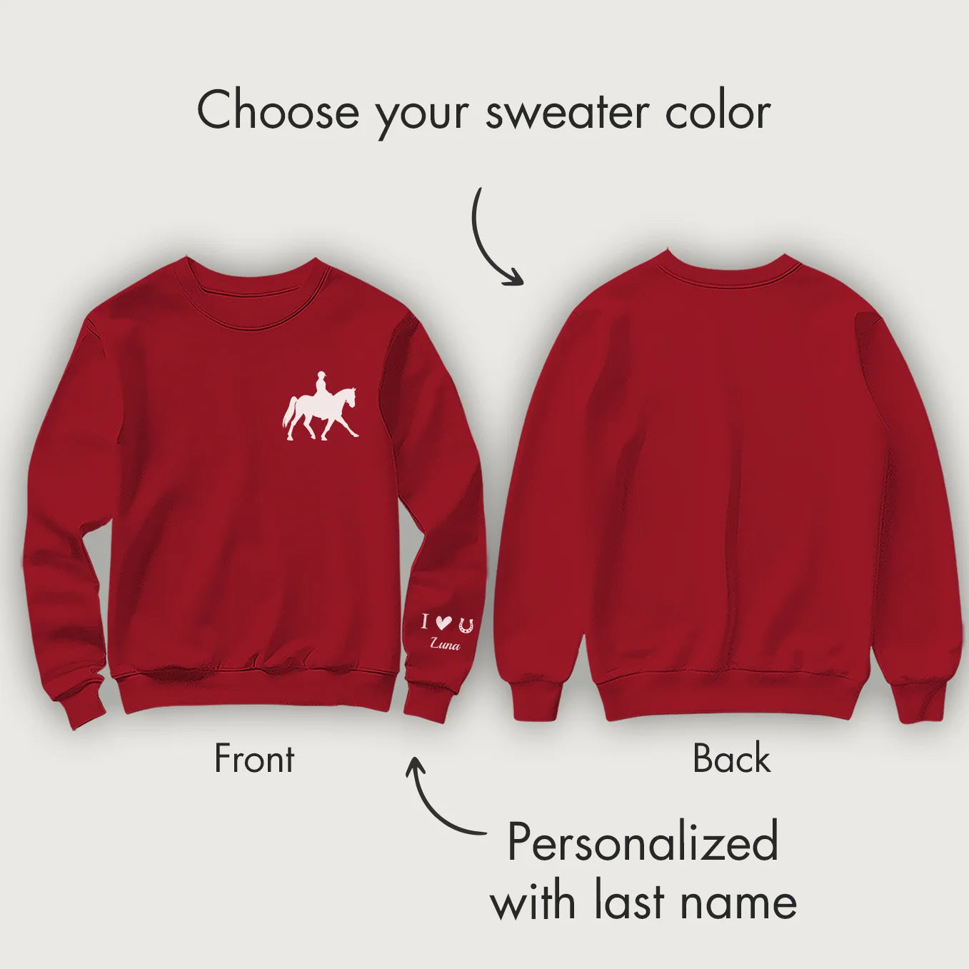 Personalized Sweater "Horse" with Sleeve Print