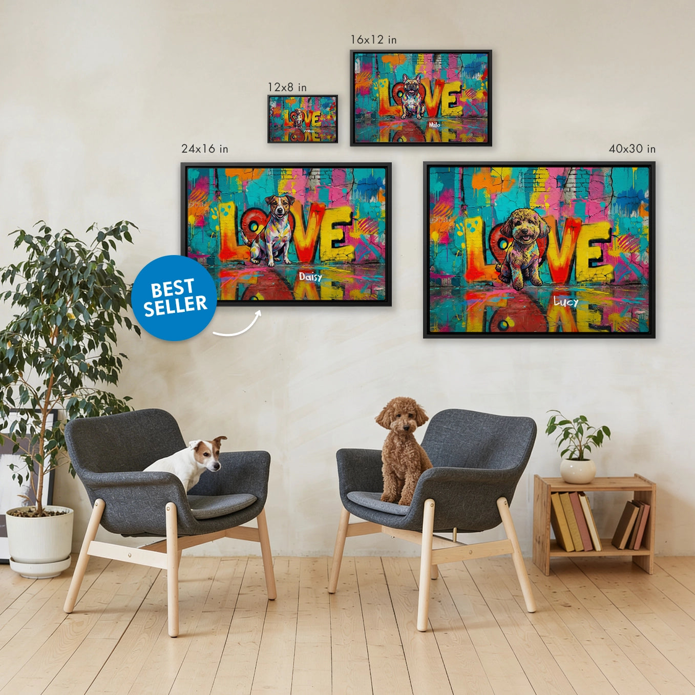 Personalized Canvas "LOVE" Dog