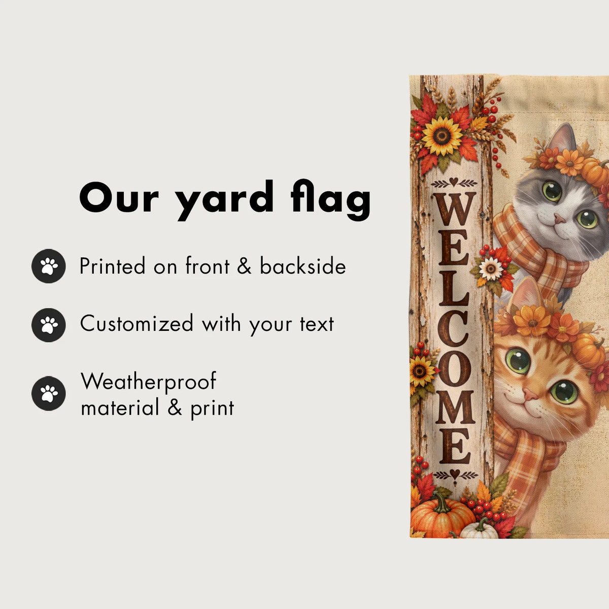 Personalized Flag "Fall Cat Welcome"