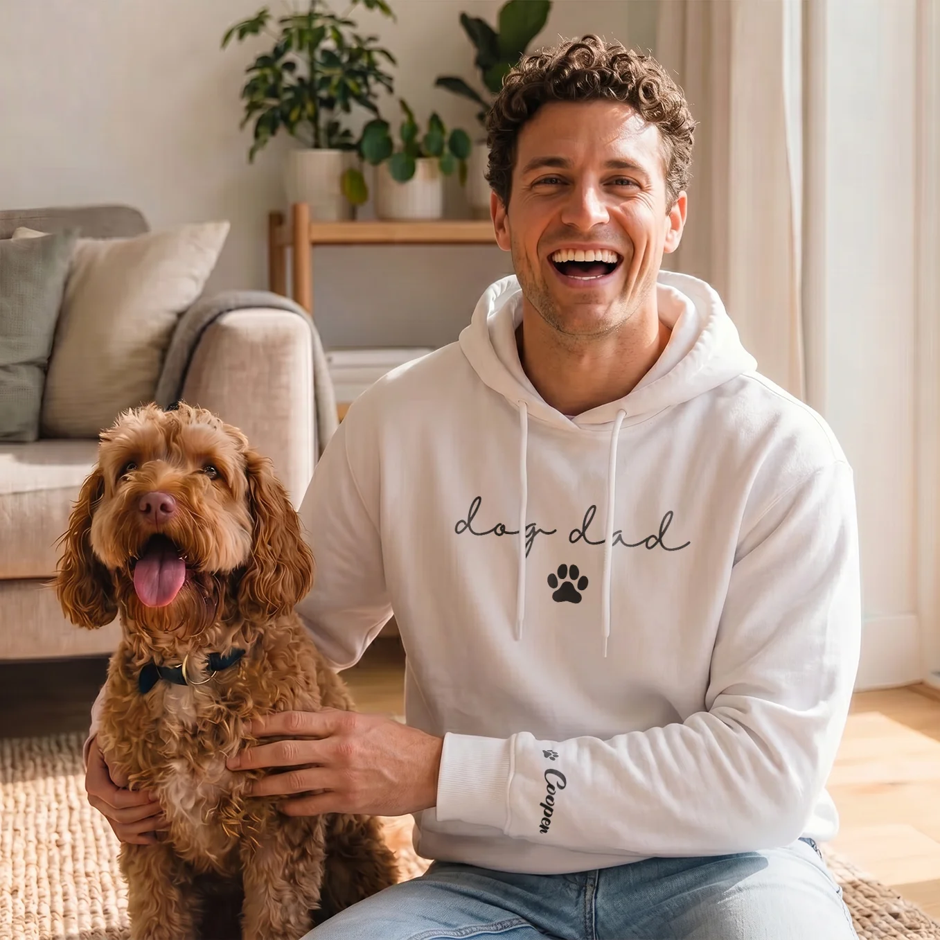 Personalized Hoodie "Dog Dad" with Sleeve Print