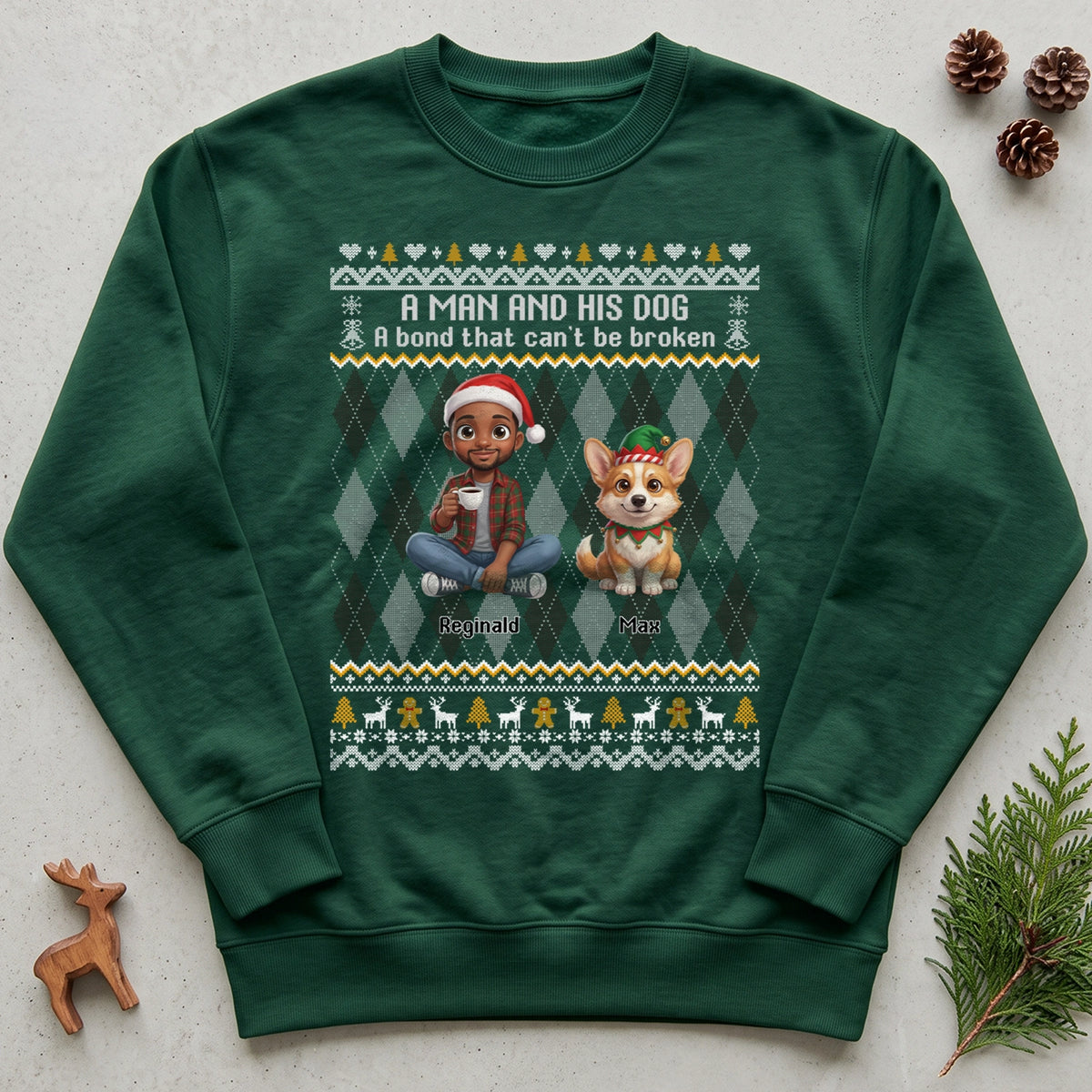 Personalized Sweater "Cartoon Dog Christmas"
