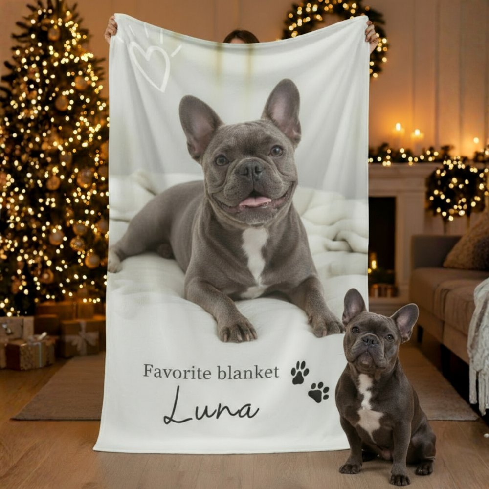 Personalized Plush Blanket "Pet Photo & Text"